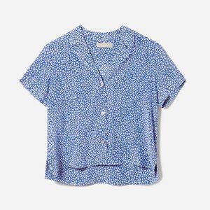 BRAND NEW - The Clean Silk Short-Sleeve Notch Shirt - Blue/White - Size 12